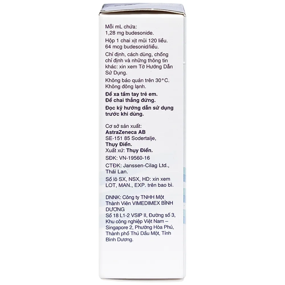 Hình ảnh Hỗn dịch xịt mũi Rhinocort Aqua 64mcg/liều AstraZeneca điều trị viêm mũi dị ứng (120 liều)