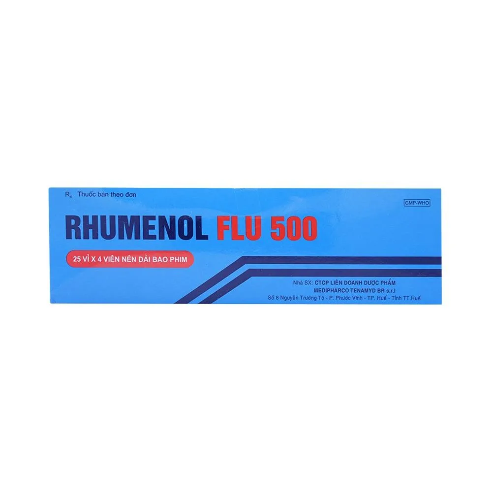 Hình ảnh Thuốc Rhumenol Flu 500 Medipharco điều trị đau đầu, sốt từ nhẹ đến vừa (25 vỉ x 4 viên)
