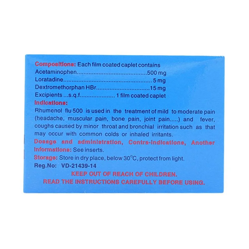 Hình ảnh Thuốc Rhumenol Flu 500 Medipharco điều trị đau đầu, sốt từ nhẹ đến vừa (25 vỉ x 4 viên)