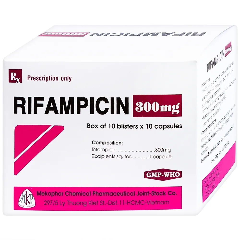 Hình ảnh Thuốc Rifampicin 300mg Mekophar điều trị lao, phong (10 vỉ x 10 viên)