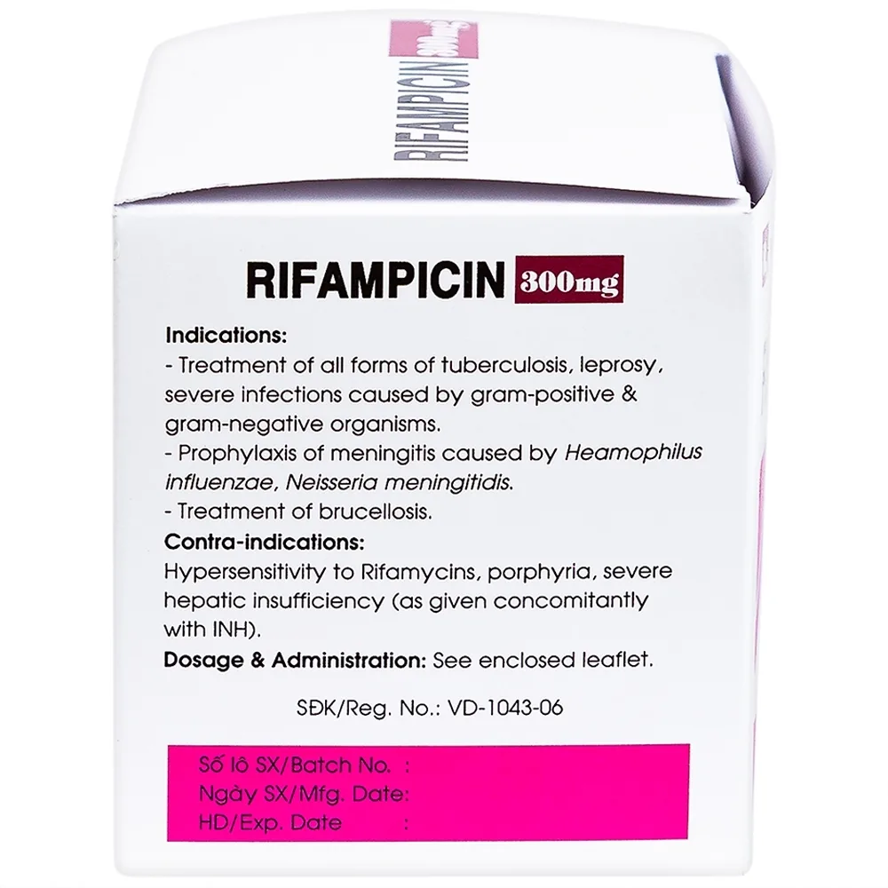 Hình ảnh Thuốc Rifampicin 300mg Mekophar điều trị lao, phong (10 vỉ x 10 viên)