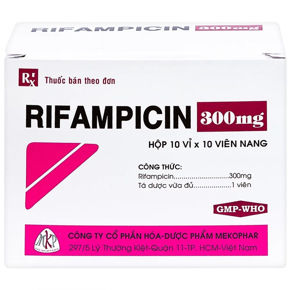 Hình ảnh Thuốc Rifampicin 300mg Mekophar điều trị lao, phong (10 vỉ x 10 viên)