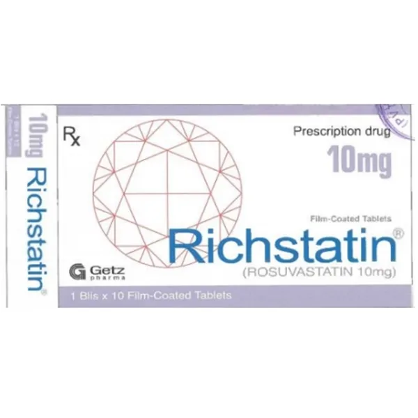 Hình ảnh Thuốc Richstatin 10mg Getz hạ lipid máu (1 vỉ x 10 viên)