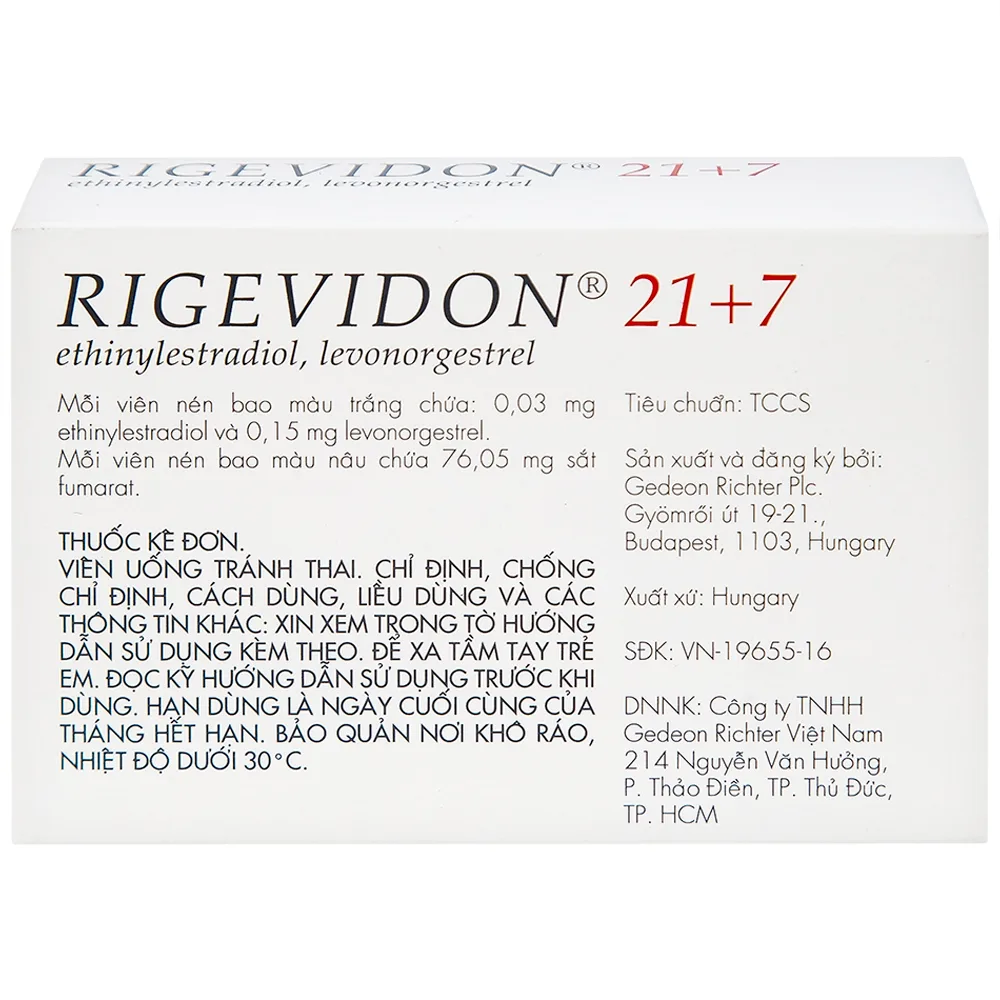 Hình ảnh Thuốc Rigevidon 21+7 Gedeon dùng cho tránh thai (3 vỉ x 28 viên) 