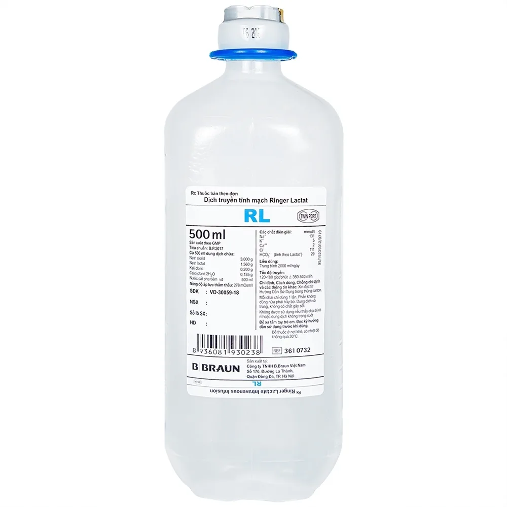 Hình ảnh Dung dịch Ringer Lactat Braun truyền tĩnh mạch bù nước và điện giải (500ml)