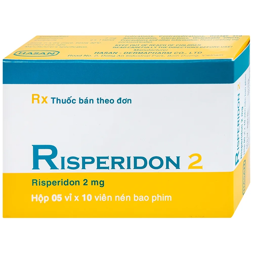 Hình ảnh Thuốc Risperidon 2 Hasan điều trị bệnh tâm thần phân liệt (5 vỉ x 10 viên)