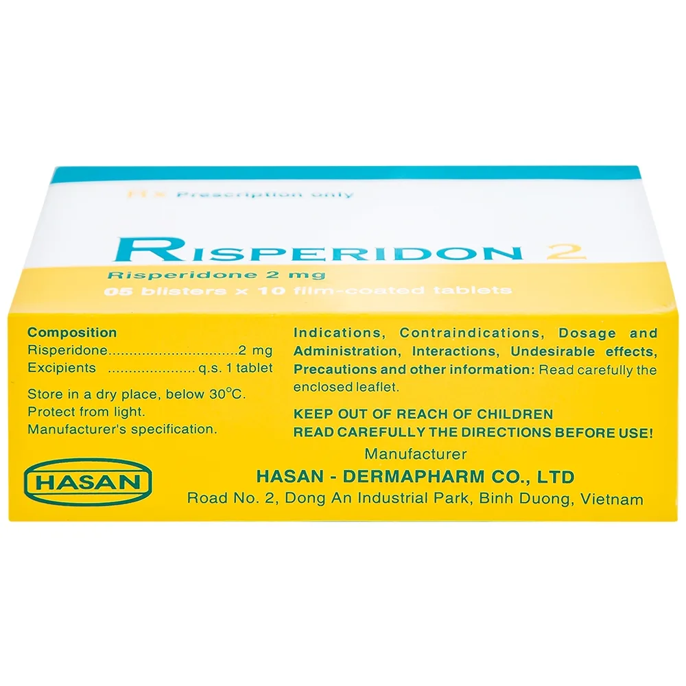 Hình ảnh Thuốc Risperidon 2 Hasan điều trị bệnh tâm thần phân liệt (5 vỉ x 10 viên) 