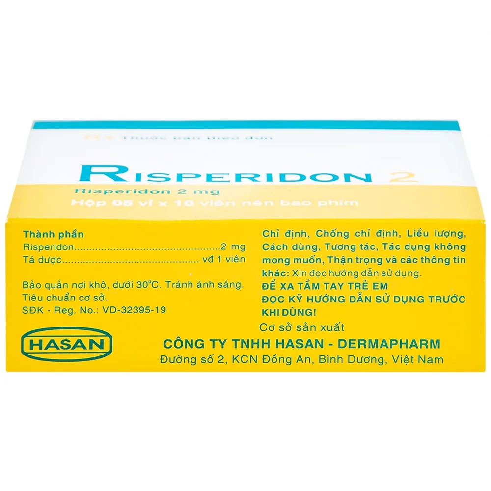 Hình ảnh Thuốc Risperidon 2 Hasan điều trị bệnh tâm thần phân liệt (5 vỉ x 10 viên) 