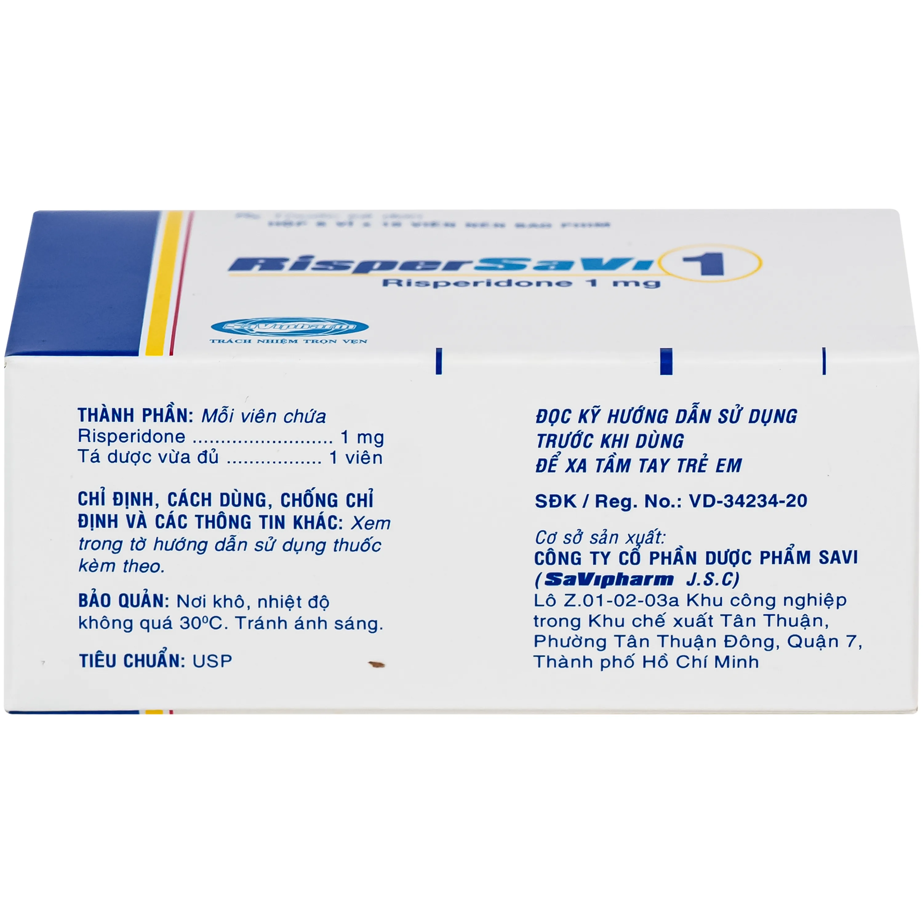 Hình ảnh Thuốc Rispersavi 1mg Savi điều trị bệnh tâm thần phân liệt (6 vỉ x 10 viên)