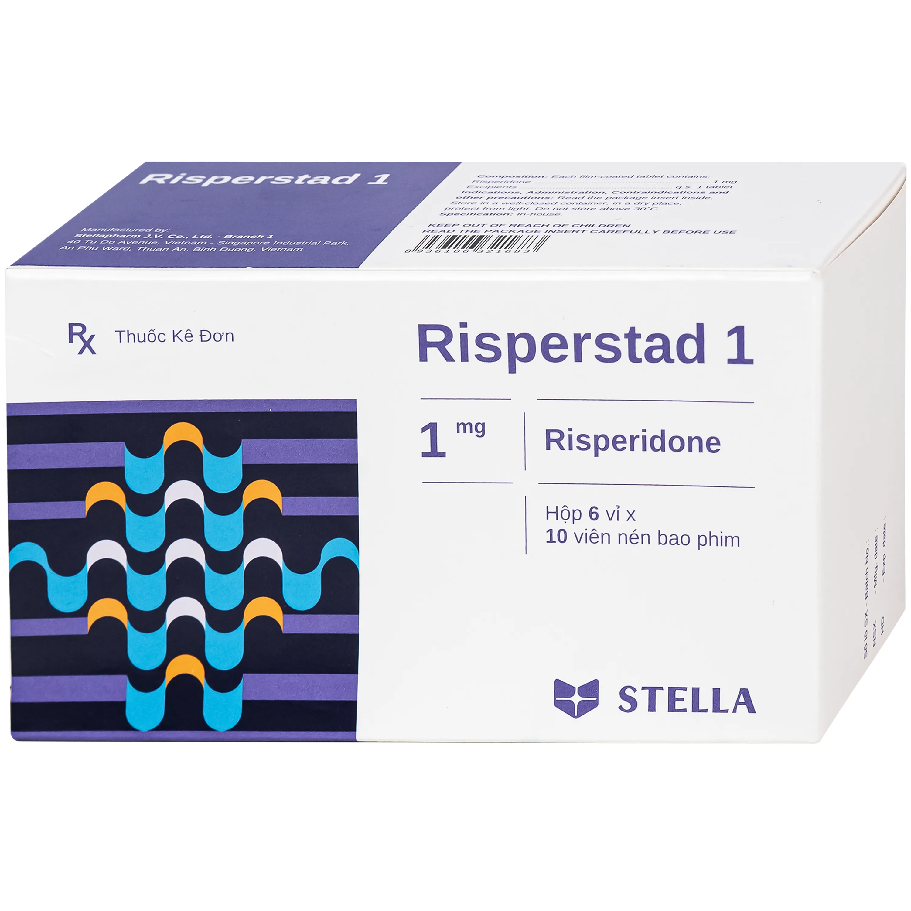 Hình ảnh Thuốc Risperstad 1 Stella điều trị bệnh tâm thần phân liệt (6 vỉ x 10 viên)