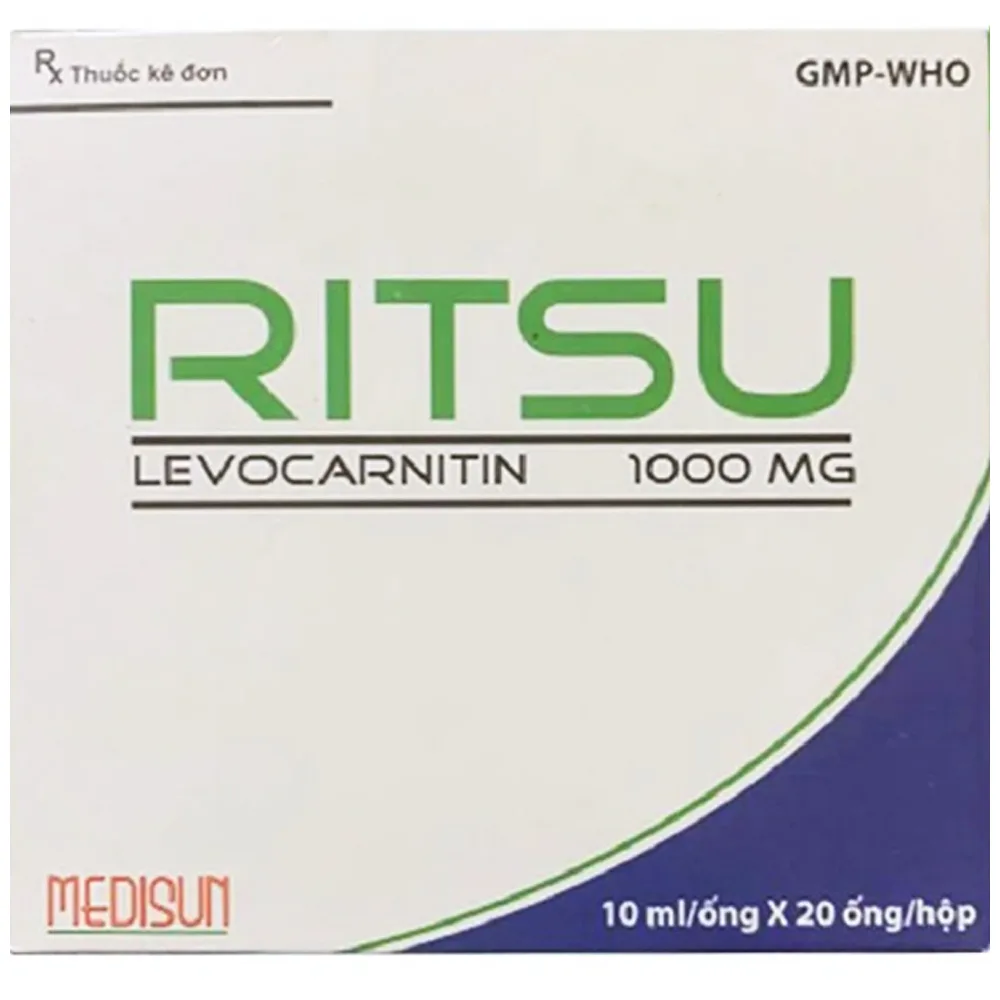 Hình ảnh Thuốc Ritsu Medisun điều trị thiếu hụt carnitin nguyên phát và thứ phát (20 ống x 10ml)