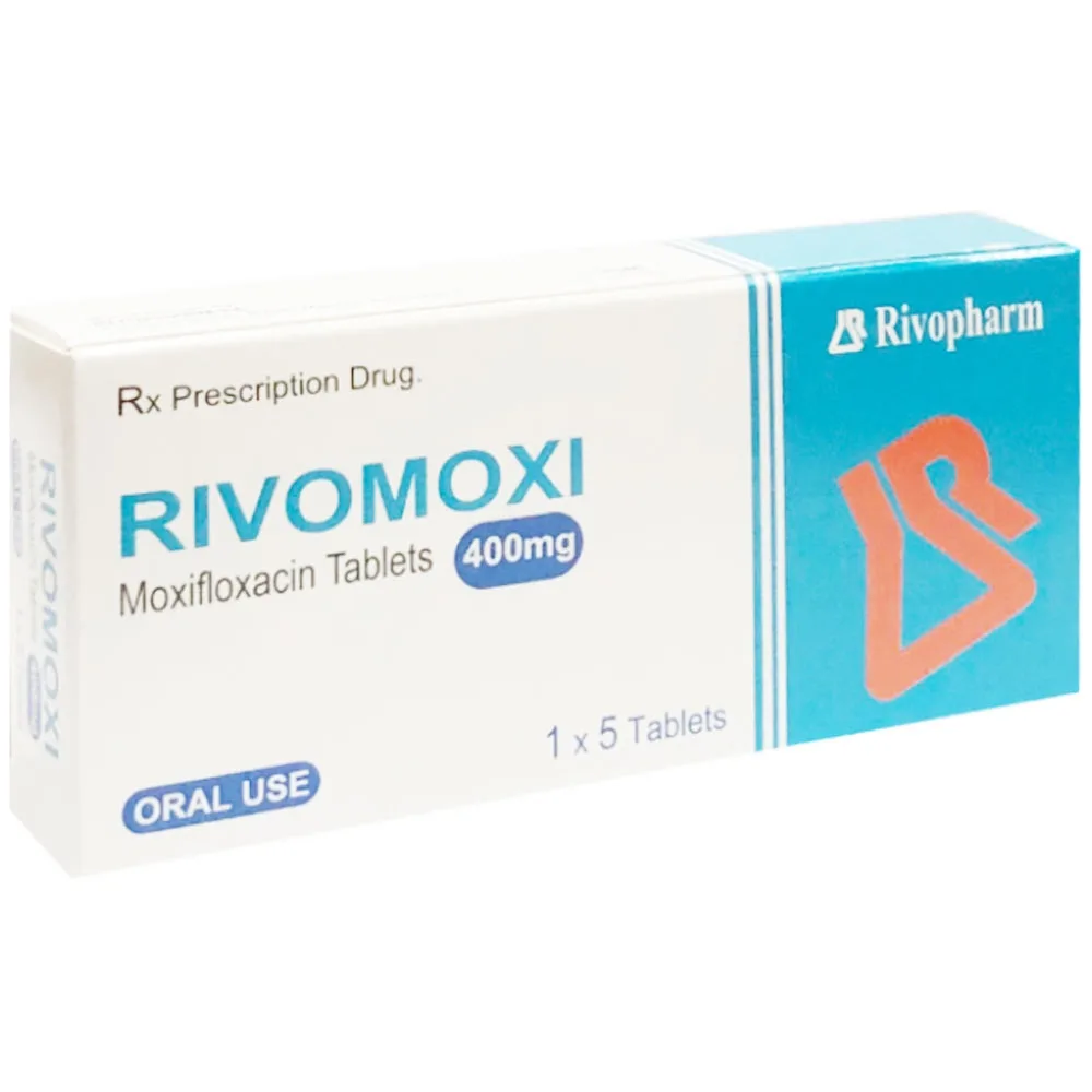 Hình ảnh Thuốc Rivomoxi 400mg Hanoi Pharma điều trị nhiễm khuẩn (1 vỉ x 5 viên)
