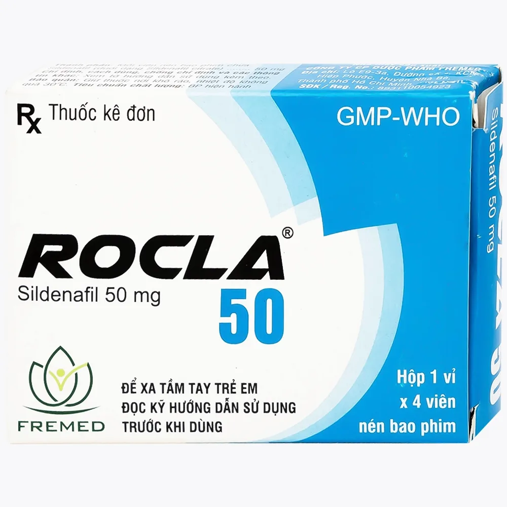 Hình ảnh Thuốc Rocla 50 Fremed điều trị các tình trạng rối loạn cương dương (1 vỉ x 4 viên)