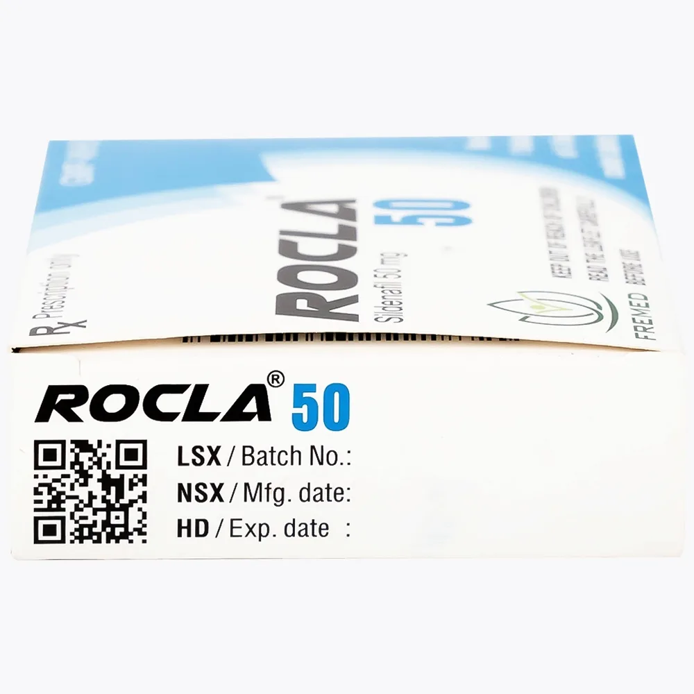 Hình ảnh Thuốc Rocla 50 Fremed điều trị các tình trạng rối loạn cương dương (1 vỉ x 4 viên)