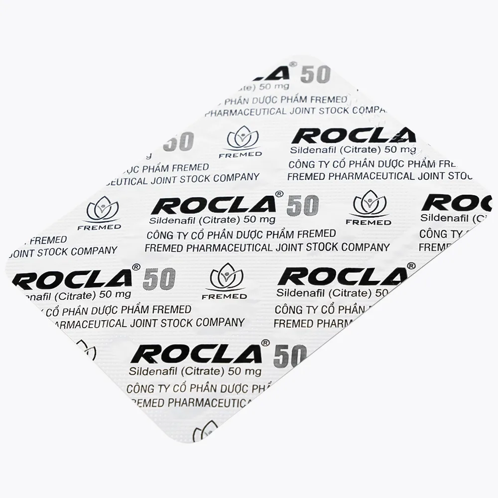 Hình ảnh Thuốc Rocla 50 Fremed điều trị các tình trạng rối loạn cương dương (1 vỉ x 4 viên)