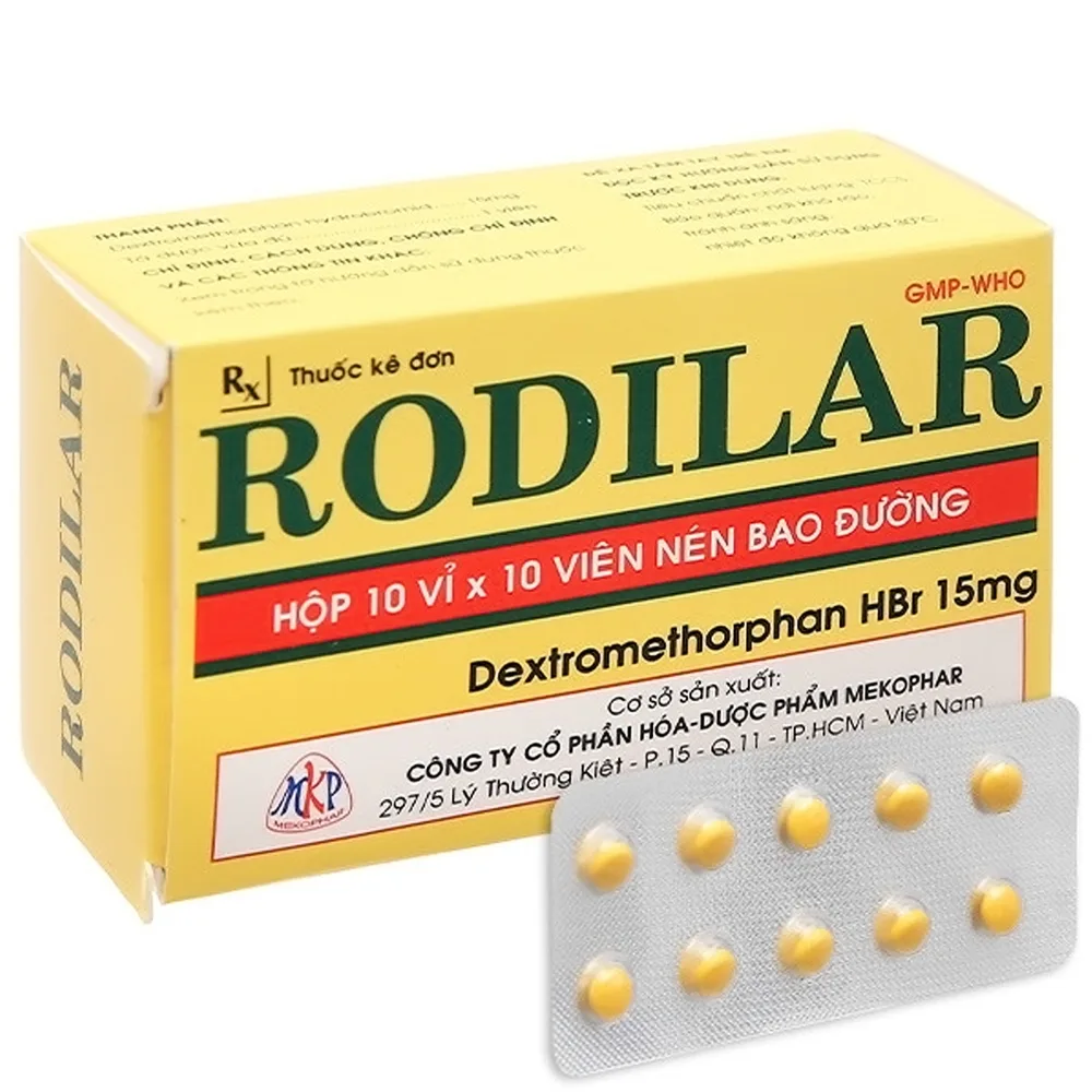 Hình ảnh Thuốc Rodilar 15mg điều trị ho do họng và phế quản bị kích thích (10 vỉ x 10 viên)