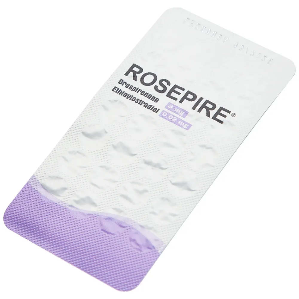 Hình ảnh Thuốc Rosepire 3mg/0,02mg Exeltis tím dùng để tránh thai (1 vỉ x 28 viên)