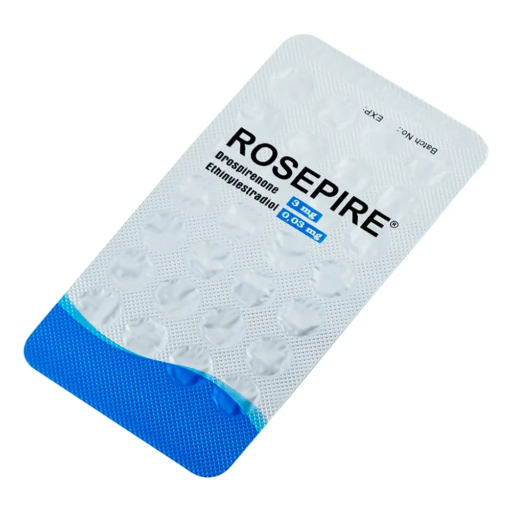Hình ảnh Thuốc Rosepire 3mg/0,03mg Exeltis xanh dùng để tránh thai (1 vỉ x 28 viên)