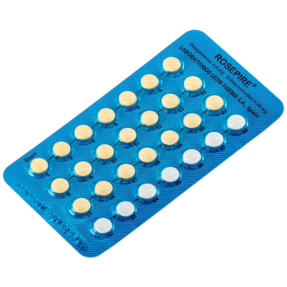 Hình ảnh Thuốc Rosepire 3mg/0,03mg Exeltis xanh dùng để tránh thai (1 vỉ x 28 viên)