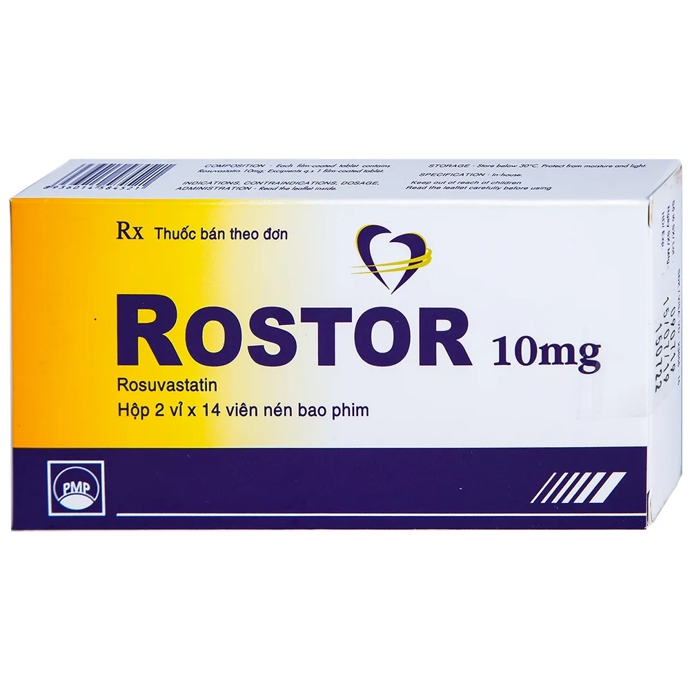 Hình ảnh Thuốc Rostor 10mg Pymepharco điều trị tăng cholesterol máu nguyên phát (2 vỉ x 14 viên)