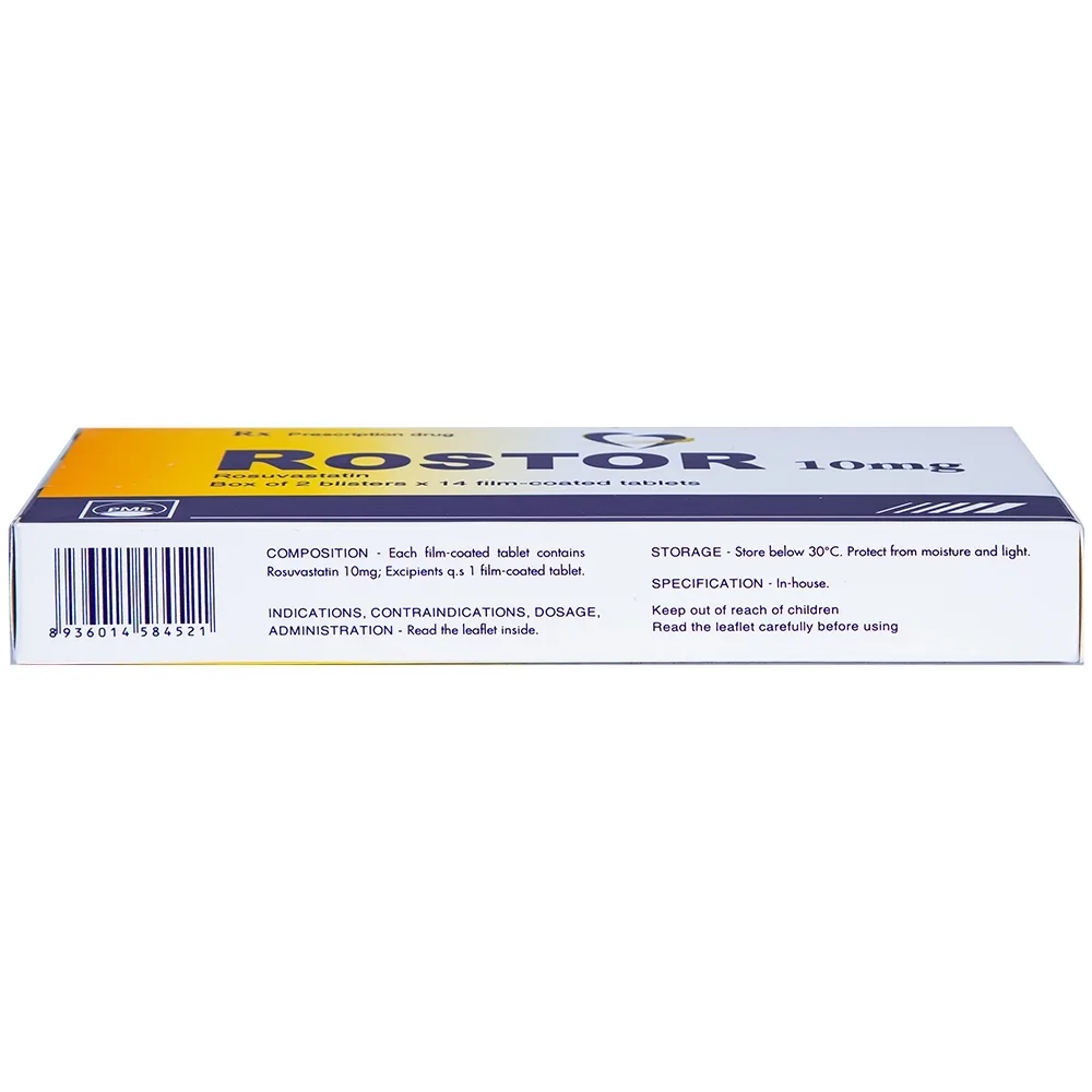 Hình ảnh Thuốc Rostor 10mg Pymepharco điều trị tăng cholesterol máu nguyên phát (2 vỉ x 14 viên)