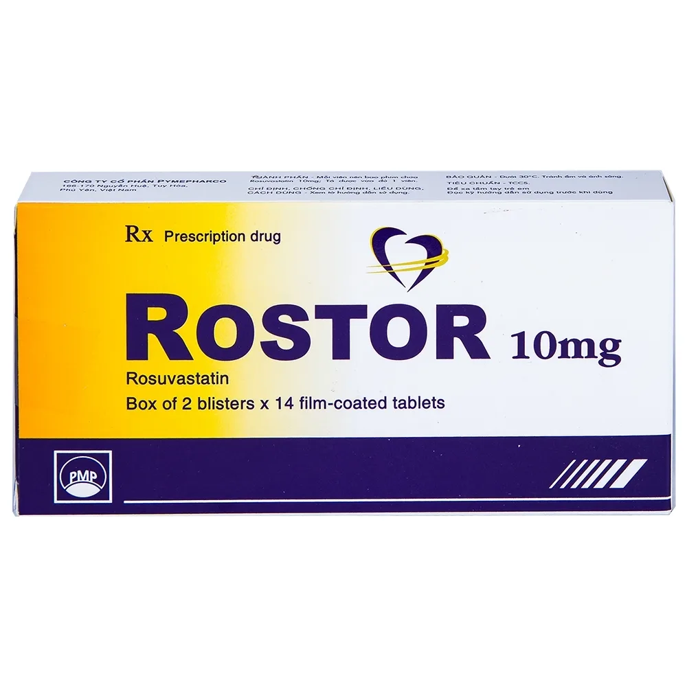 Hình ảnh Thuốc Rostor 10mg Pymepharco điều trị tăng cholesterol máu nguyên phát (2 vỉ x 14 viên)