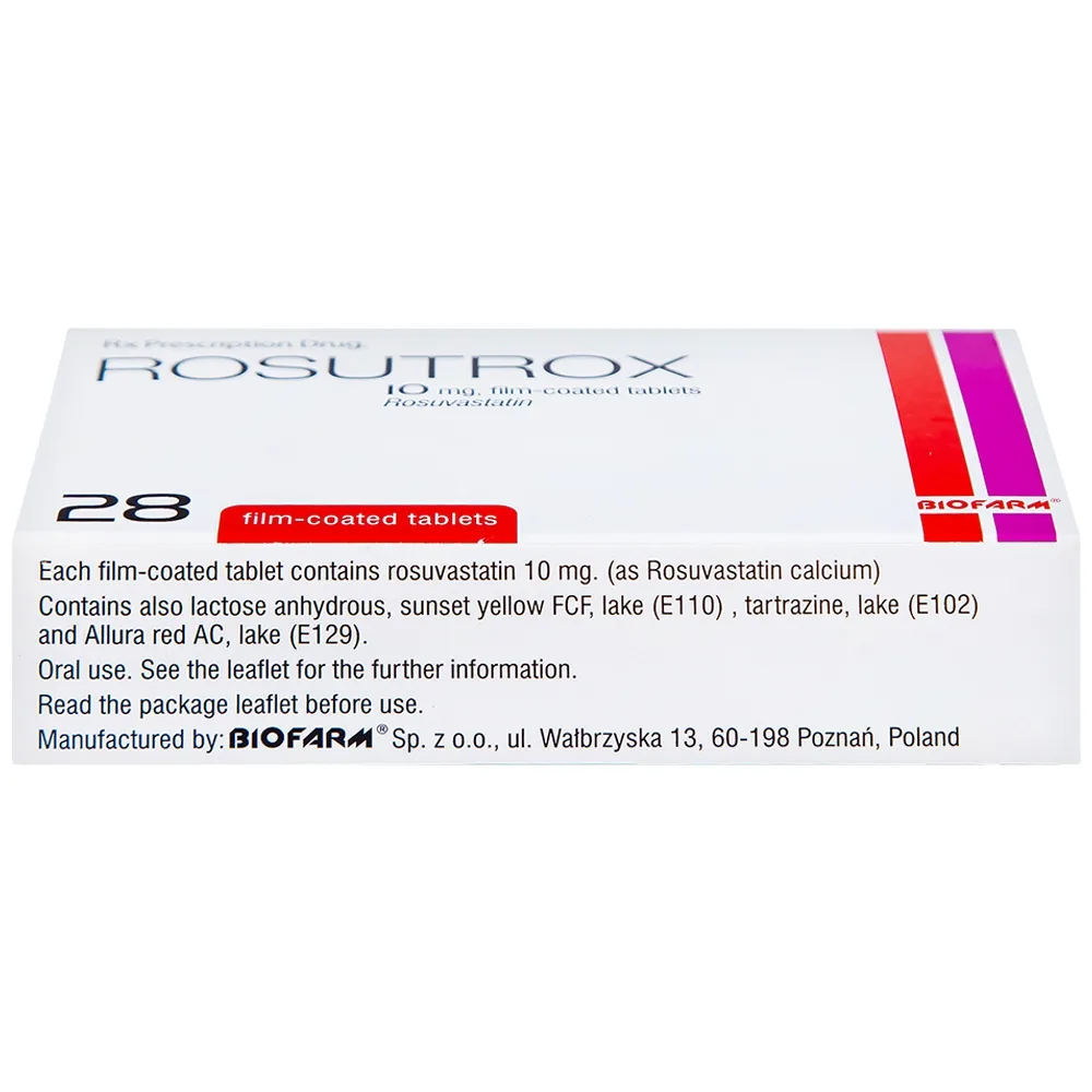 Hình ảnh Thuốc Rosutrox 10mg Biofarm điều trị tăng cholesterol máu (4 vỉ x 7 viên) 