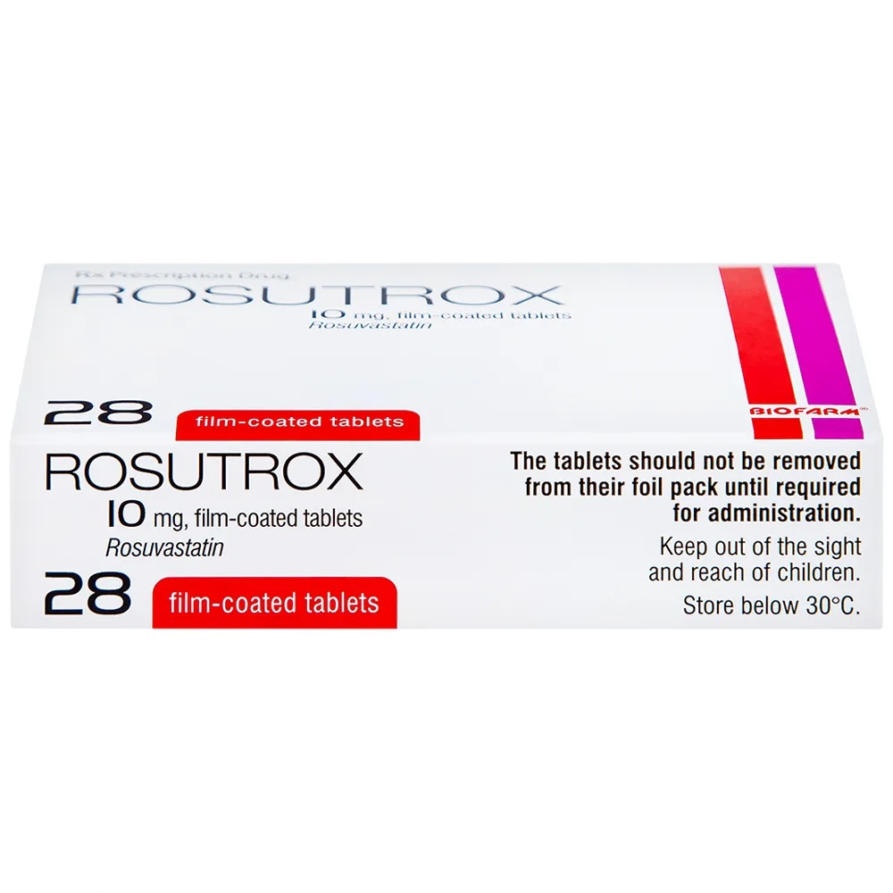 Hình ảnh Thuốc Rosutrox 10mg Biofarm điều trị tăng cholesterol máu (4 vỉ x 7 viên) 