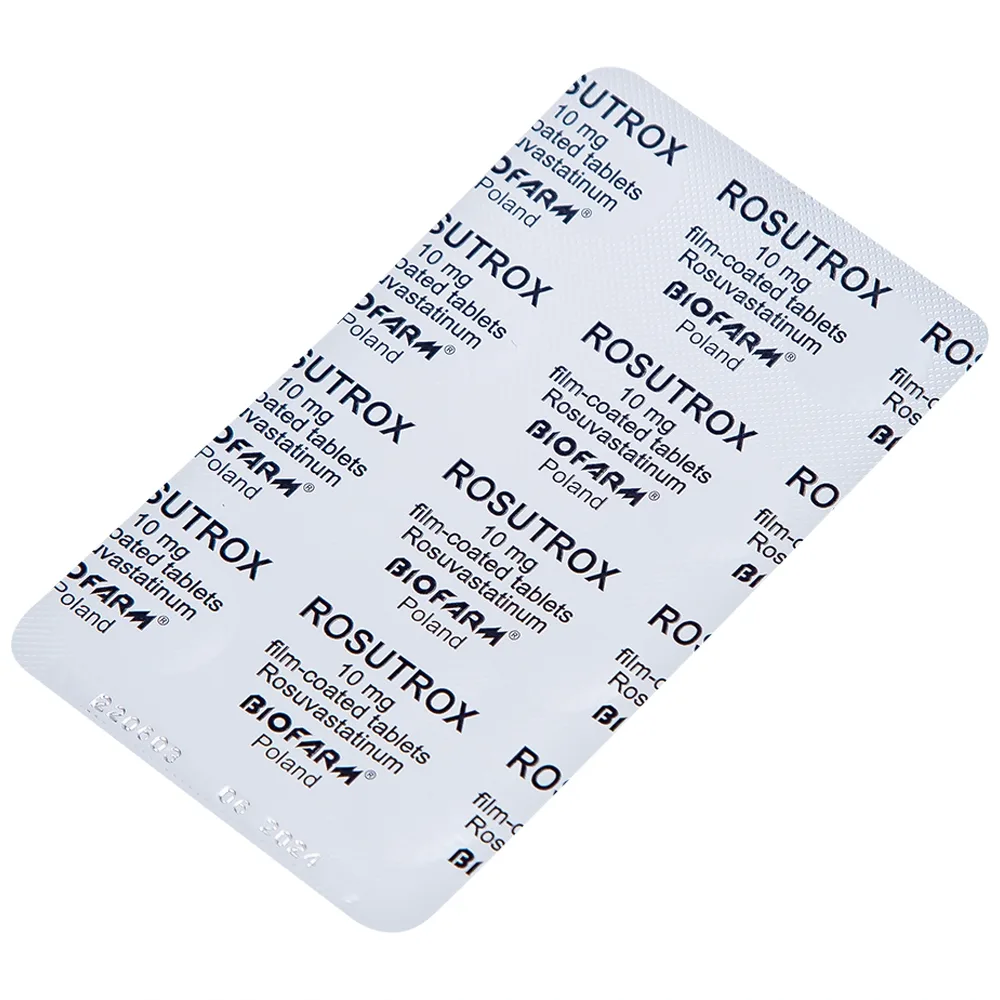 Hình ảnh Thuốc Rosutrox 10mg Biofarm điều trị tăng cholesterol máu (4 vỉ x 7 viên) 