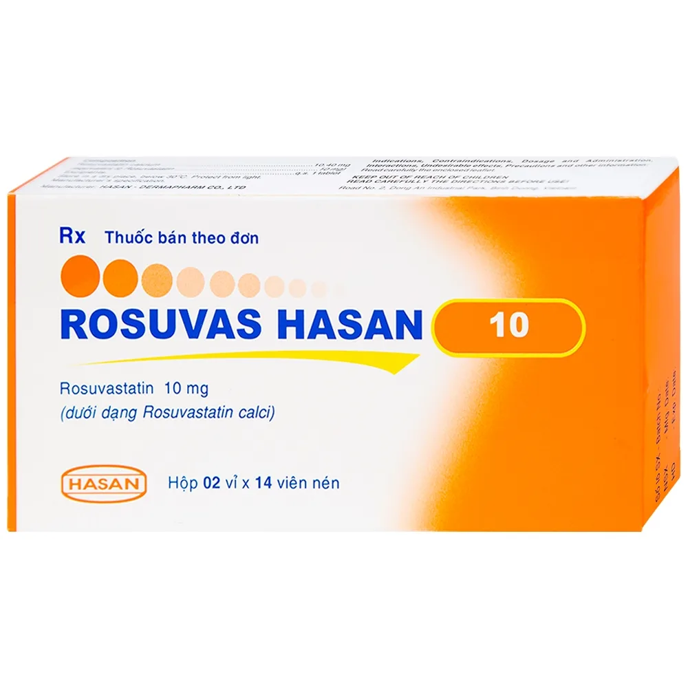 Hình ảnh Thuốc Rosuvas Hasan 10 điều trị tăng cholesterol máu (2 vỉ x 14 viên)