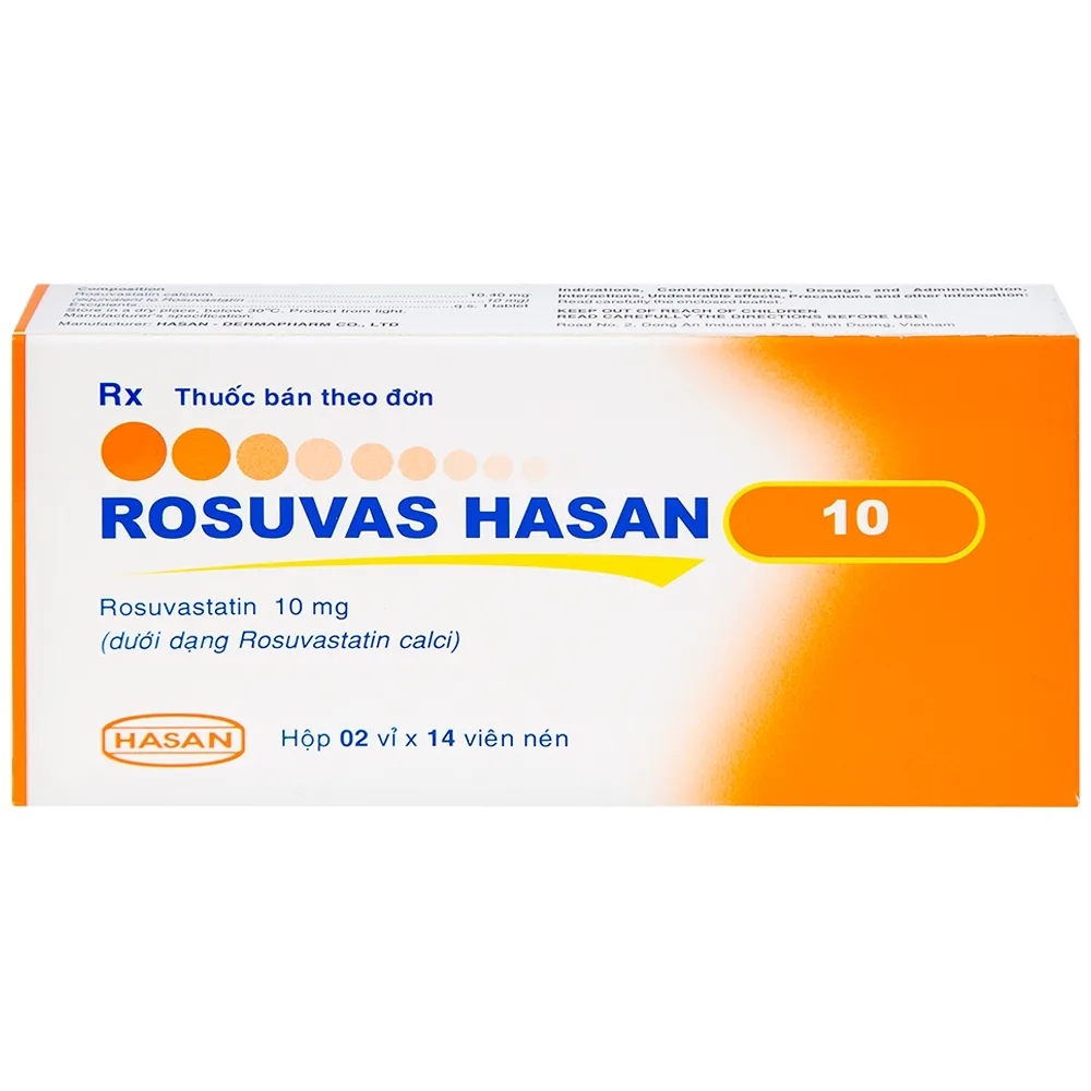 Hình ảnh Thuốc Rosuvas Hasan 10 điều trị tăng cholesterol máu (2 vỉ x 14 viên)