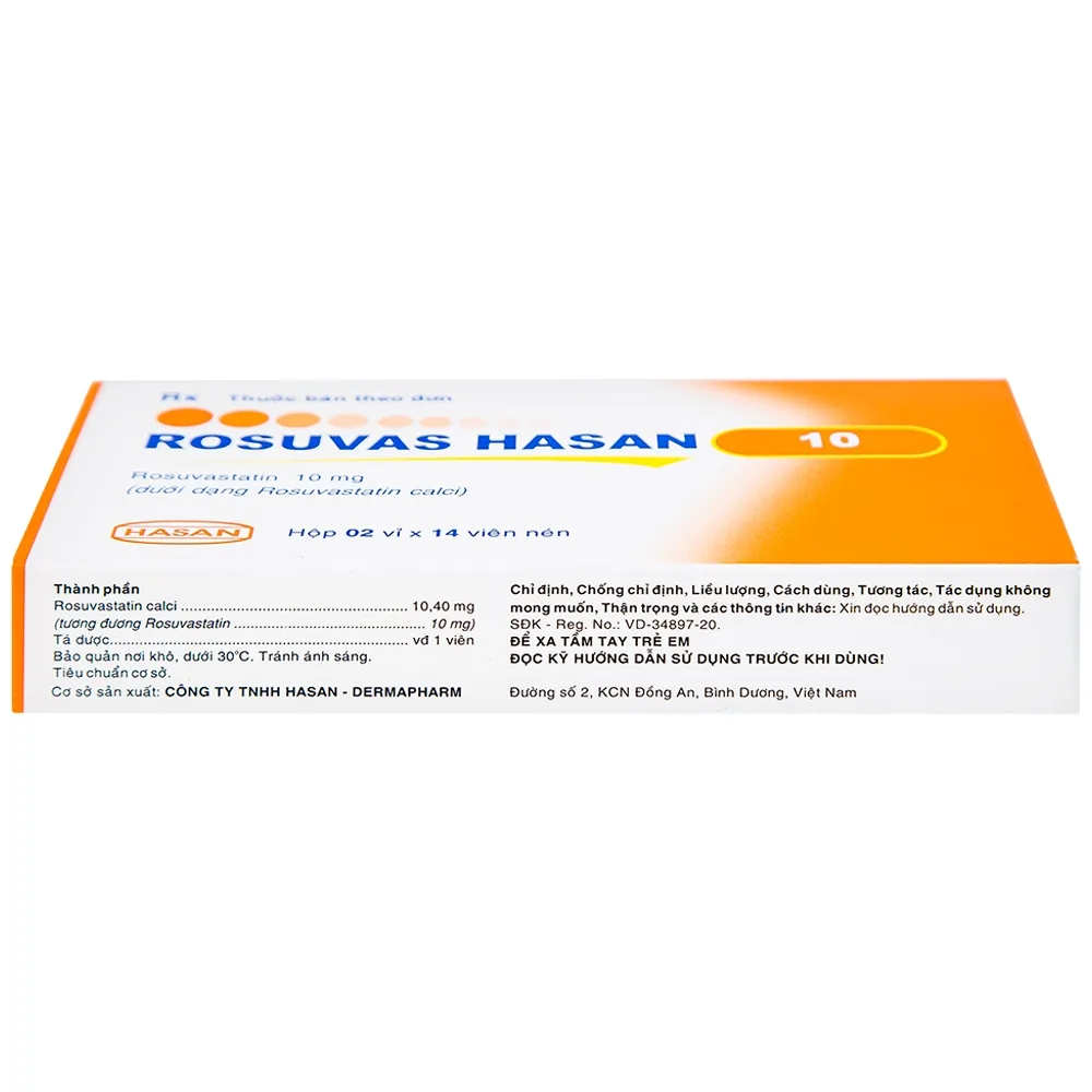 Hình ảnh Thuốc Rosuvas Hasan 10 điều trị tăng cholesterol máu (2 vỉ x 14 viên)