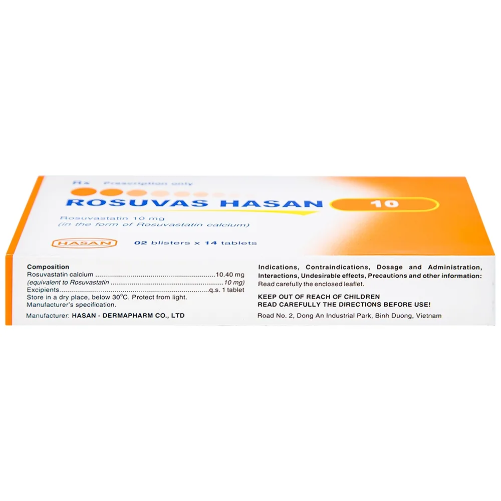 Hình ảnh Thuốc Rosuvas Hasan 10 điều trị tăng cholesterol máu (2 vỉ x 14 viên)