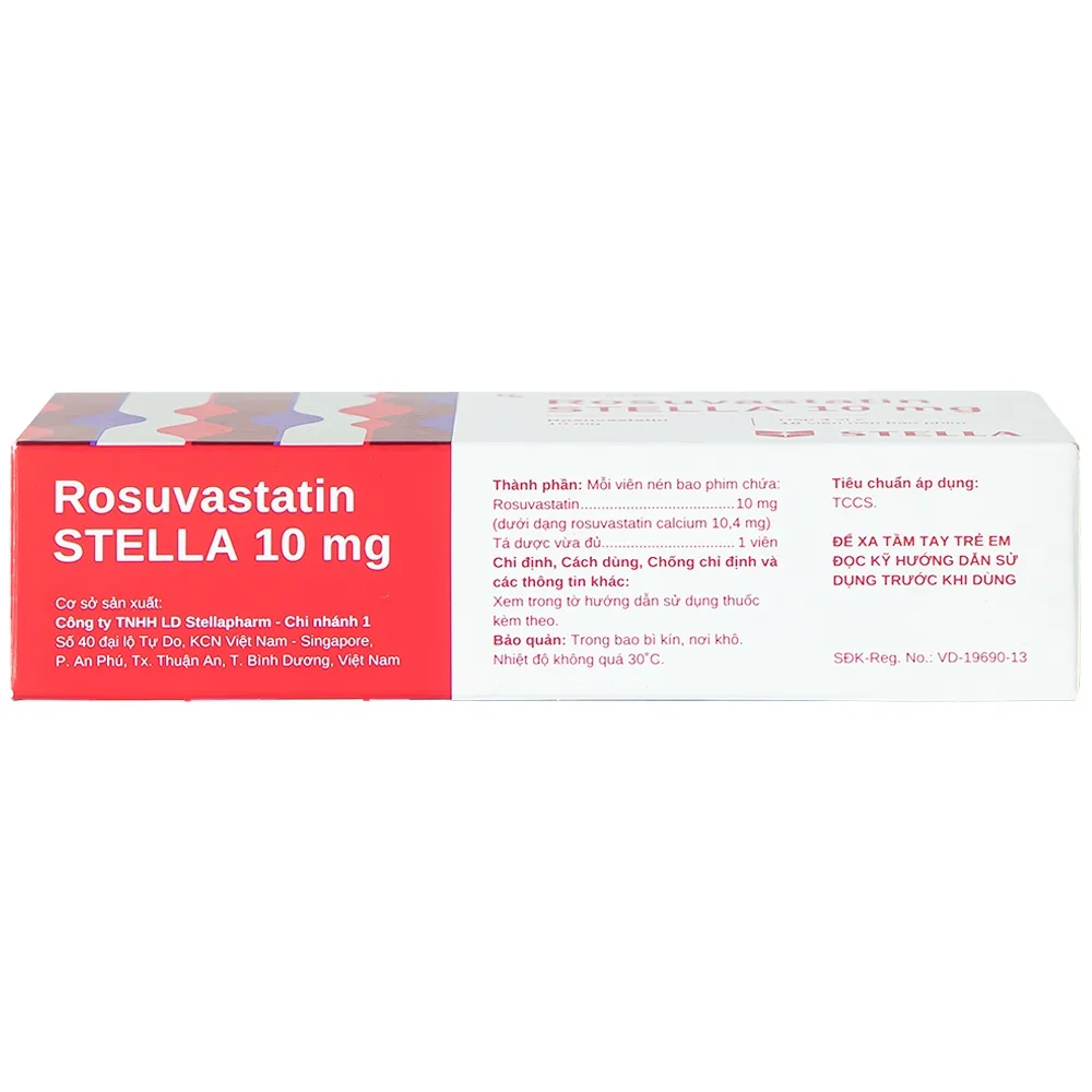 Hình ảnh Thuốc Rosuvastatin Stella 10mg điều trị tăng cholesterol máu (3 vỉ x 10 viên)