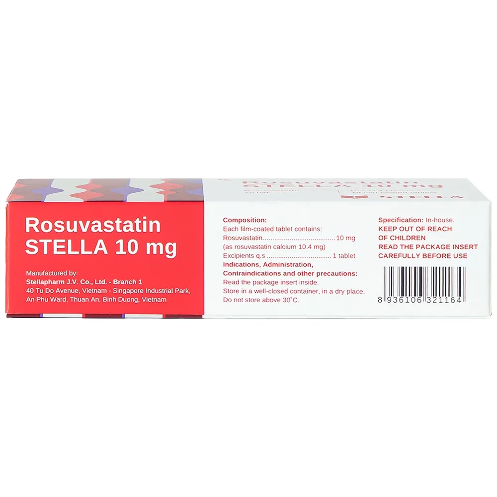 Hình ảnh Thuốc Rosuvastatin Stella 10mg điều trị tăng cholesterol máu (3 vỉ x 10 viên)