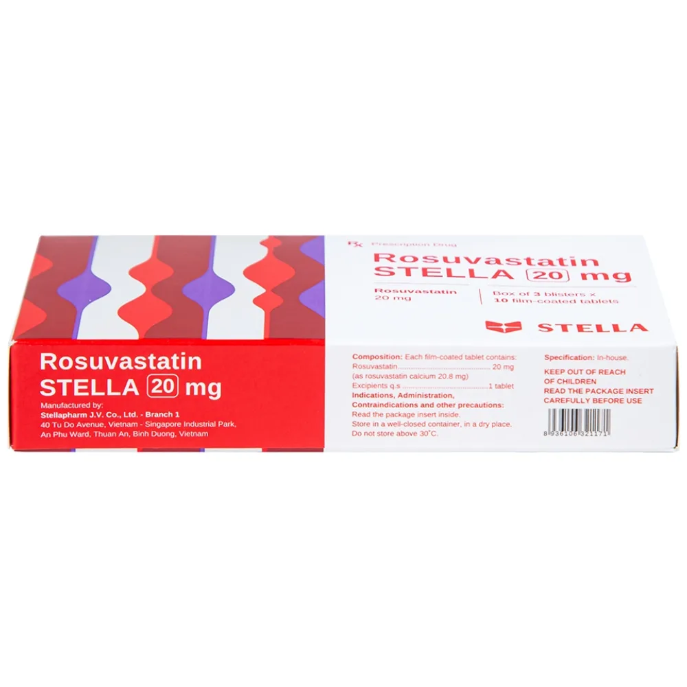 Hình ảnh Thuốc Rosuvastatin Stella 20mg điều trị tăng cholesterol máu (3 vỉ x 10 viên)