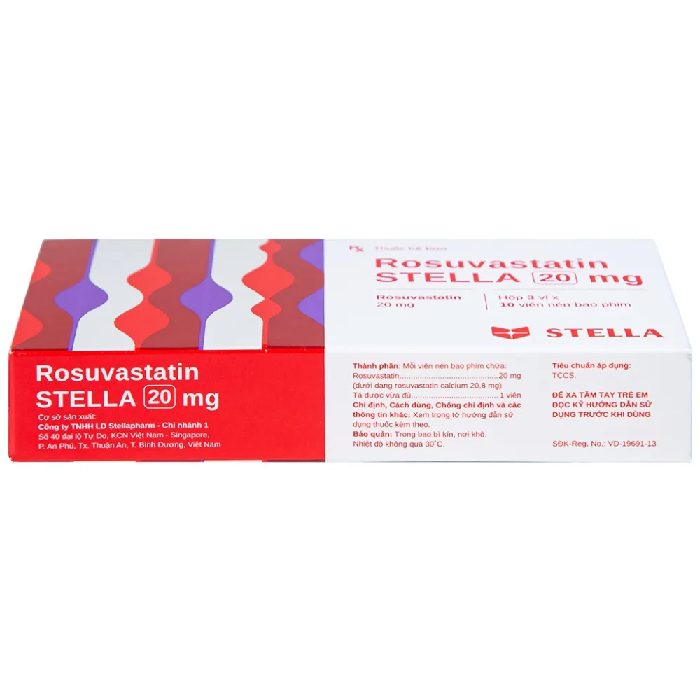 Hình ảnh Thuốc Rosuvastatin Stella 20mg điều trị tăng cholesterol máu (3 vỉ x 10 viên)