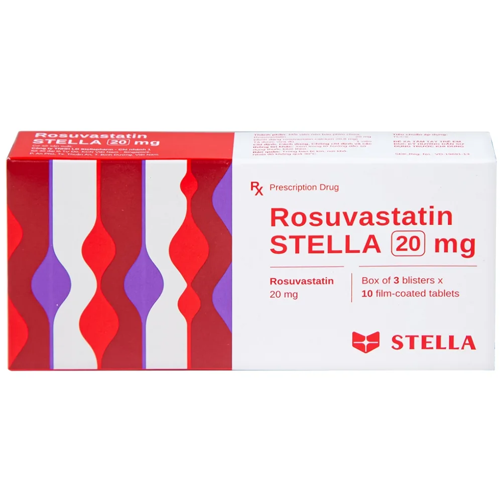 Hình ảnh Thuốc Rosuvastatin Stella 20mg điều trị tăng cholesterol máu (3 vỉ x 10 viên)