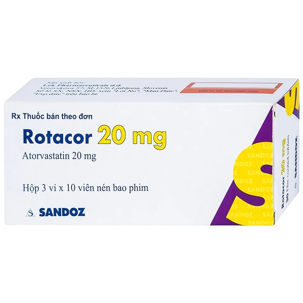 Hình ảnh Thuốc Rotacor 20mg Sandoz điều trị tăng cholesterol toàn phần (3 vỉ x 10 viên)