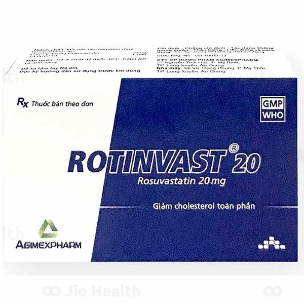 Hình ảnh Thuốc Rotinvast 20 Agimexpharm giảm cholesterol toàn phần (3 vỉ x 10 viên) 