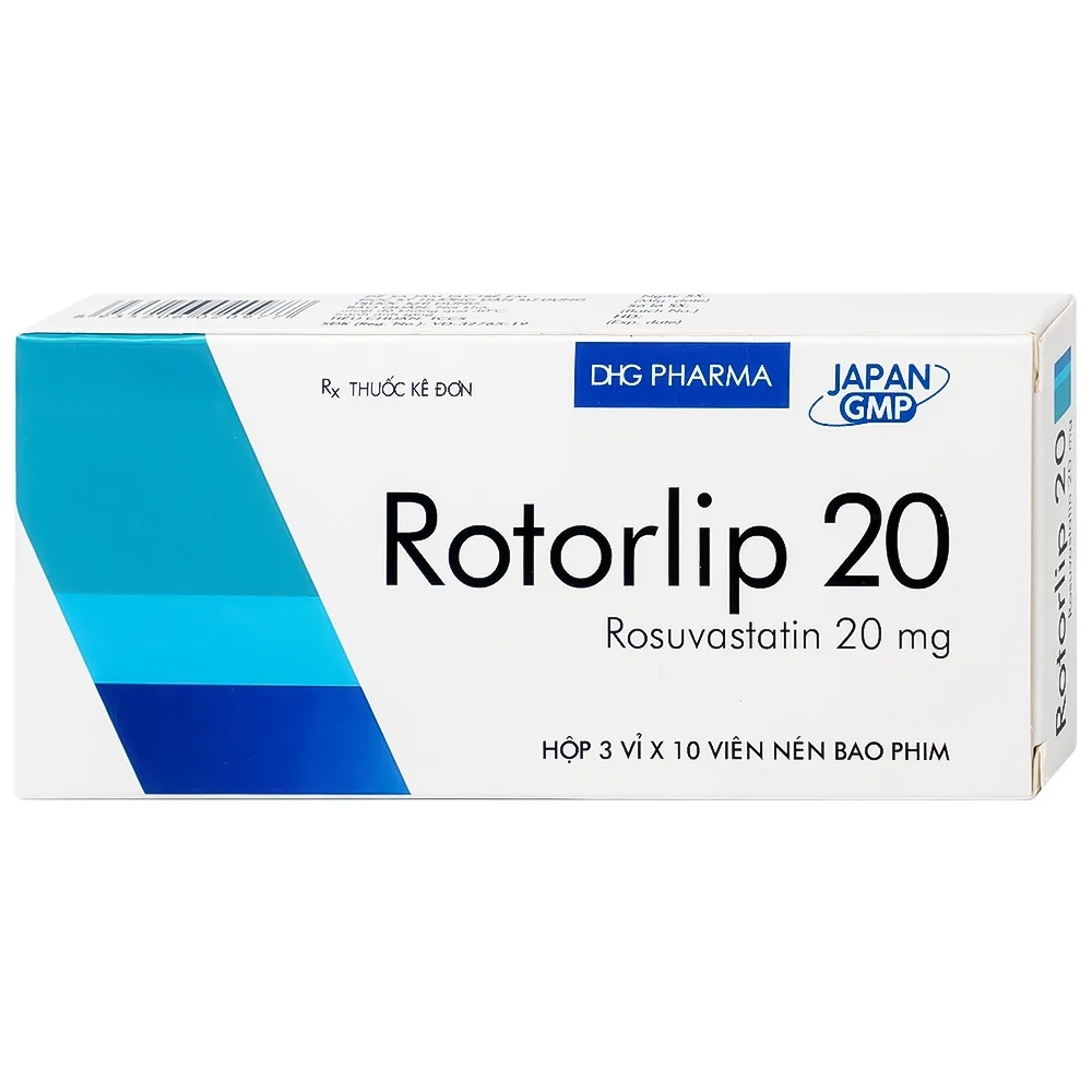 Hình ảnh Thuốc Rotorlip 20 DHG điều trị tăng cholesterol máu, dự phòng biến cố tim mạch (3 vỉ x 10 viên)