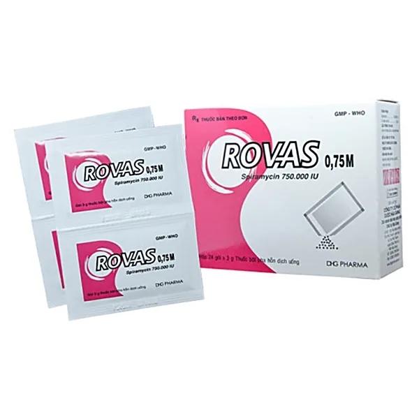 Hình ảnh Bột pha hỗn dịch uống Rovas 0.75M DHG điều trị nhiễm khuẩn hô hấp, da (24 gói x 3g)
