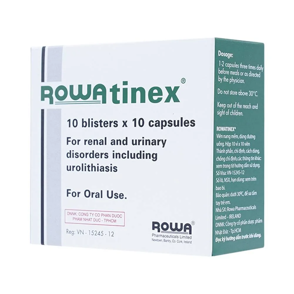 Hình ảnh Thuốc Rowatinex Rowa điều trị bệnh sỏi niệu, sỏi thận (10 vỉ x 10 viên)