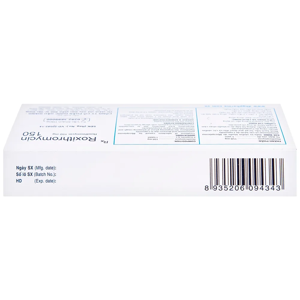 Hình ảnh Thuốc Roxithromycin 150 DHG điều trị các loại nhiễm khuẩn, bệnh bạch hầu, ho gà (3 vỉ x 10 viên)