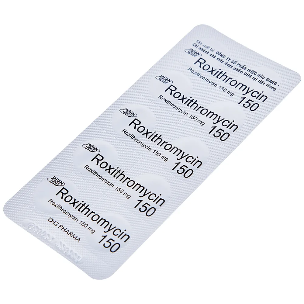 Hình ảnh Thuốc Roxithromycin 150 DHG điều trị các loại nhiễm khuẩn, bệnh bạch hầu, ho gà (3 vỉ x 10 viên)