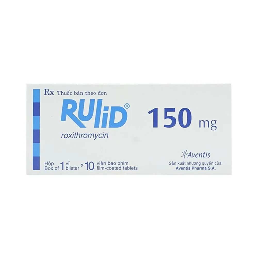 Hình ảnh Thuốc Rulid 150mg Aventis điều trị các loại nhiễm khuẩn, bệnh bạch hầu, ho gà (1 vỉ x 10 viên)