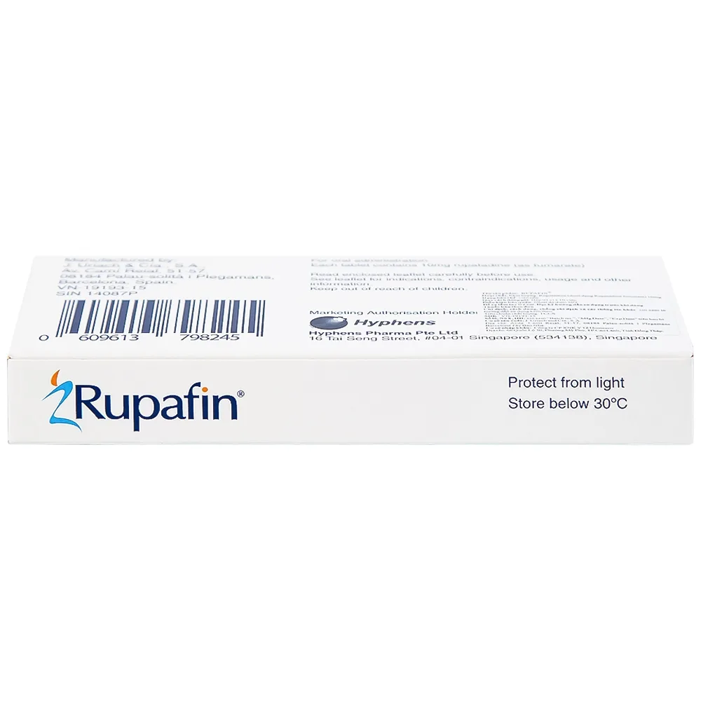 Hình ảnh Thuốc Rupafin 10mg Hyphens điều trị viêm mũi dị ứng, nổi mày đay (1 vỉ x 10 viên)