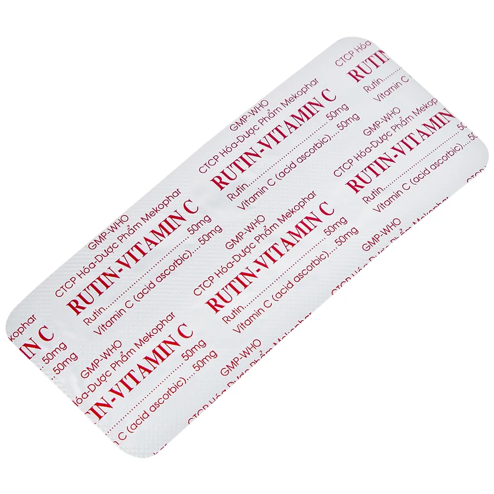 Hình ảnh Thuốc Rutin-Vitamin C Mekophar hỗ trợ điều trị các hội chứng chảy máu, xơ cứng (10 vỉ x 10 viên)