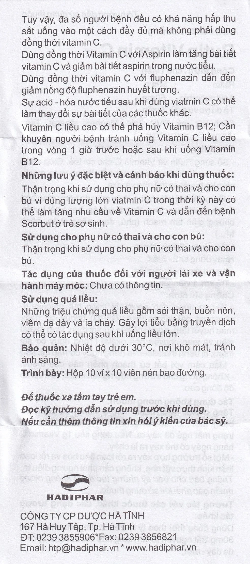 Hình ảnh Thuốc Rutin Vitamin C Hadiphar tăng sức bền thành mao mạch, điều trị chứng giãn tĩnh mạch (10 vỉ x 10 viên)