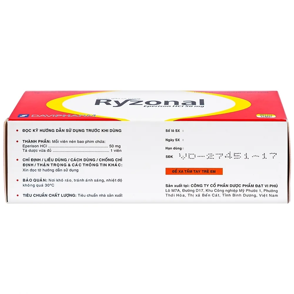 Hình ảnh Thuốc Ryzonal Davipharm điều trị hội chứng đốt sống cổ, viêm quanh khớp vai (6 vỉ x 10 viên)